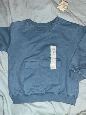 Cat & Jack 4T NEW Blue Light Crewneck Pocket Sweater